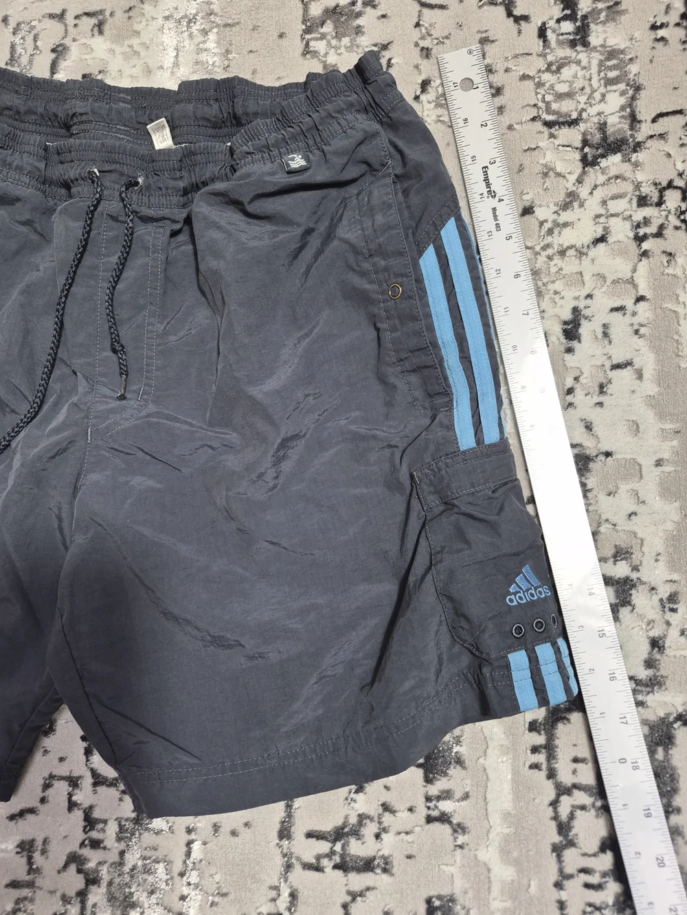 Vintage Adidas swim trunks 90s three side stripes cargo pocket mesh Drawstr.M